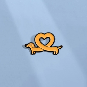 Broche Créative Minimaliste en Émail Teckel Forme Cœur Alliage Épingle de Revers Animale Bijoux Décoratifs pour Vêtements Sacs
