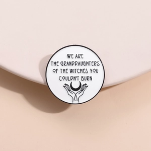 Feminist Girl Power Enamel Pin Witch Theme Round Zinc Alloy Brooch Badge We Are The Granddaughters Letter Lapel Pin Jewelry