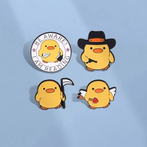 Lustiges Gelbe Ente Emaille Pins Set Cowboy Sensenmann Cupid Lesen Abzeichen Für Rucksack Hut Dekor Legierung Schmuck Brosche