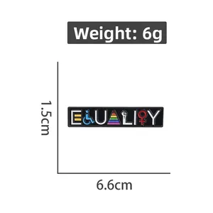 Enamel equality pin dimensions 6.6x1.5cm with colorful rainbow diversity symbols