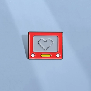 Retro Rote Spielkonsole TV Emaille Brosche Pixel Herz Legierung Pin Für Rucksack Schal Dekor Unisex Mode Schmuck Geschenk