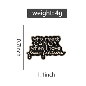 Détail des dimensions et du poids du pin's en émail pour fan de fan-fiction