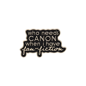 Broche en émail noir et doré avec texte minimaliste pour vêtements et vestes