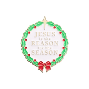Broche en émail couronne de Noël avec texte Jesus Is The Reason For The Season