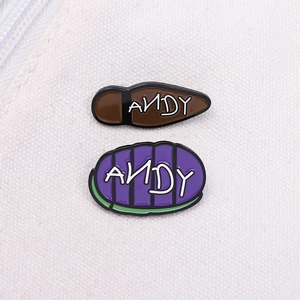Creative Andy letter and character shoe sole enamel pins set for clothes and bags