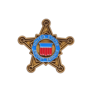 Vintage pentagram star metal badge with United States Secret Service emblem