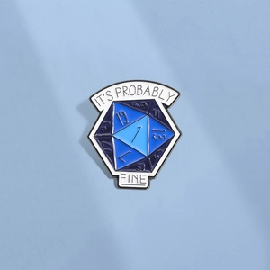 Funny D20 Dice Enamel Brooch Pin Humorous It's Probably Fine Alloy Badge For Backpack Jackets Jewelry Gift For Gamer