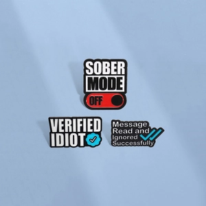 Lustige Social Media Zitate Emaille Pin Verified Idiot Message Read Ignored Sober Mode Off Legierung Brosche Pin Für Rucksack Jacke