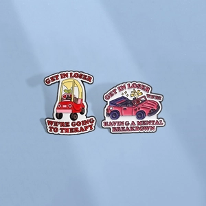 Funny Enamel Brooch Pin Alloy Cartoon Toy Car Slogan Decoration For Clothes Backpack Bag Accessories Unisex Fashion Jewelry