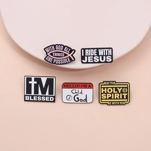 5-piece Christian enamel pin set featuring Jesus fish and motivational religious quotes