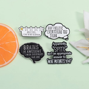 Funny enamel pin set with adulting 1 star brain designs on a light background