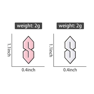 Detailed dimensions of Cool S letter enamel pin with weight and size specifications