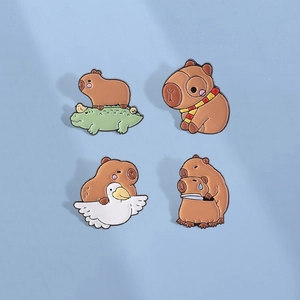 Mignonne Broche en Émail Capybara en Alliage de Zinc Badge Animal Drôle Pour Vêtements Sac à Dos Bijoux Décoratifs Cadeau Unisexe