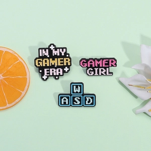 Retro Pixel Art Gamer Enamel Brooch Badge WASD Gamer Girl In My Gamer Era Aesthetic Pins For Backpacks Jackets Unisex Accessory