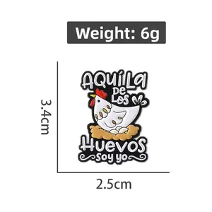 Detailed size specifications for the funny cartoon hen enamel brooch with dimensions