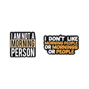 Set de pin's en émail humoristiques avec slogans I Hate Morning People créatifs