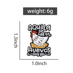Detailed view of 1.3-inch chicken enamel pin with precise weight and size measurements