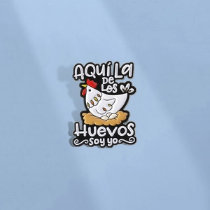 Funny Cartoon Hen Enamel Pin Zinc Alloy Animal Brooch Spanish Slogan Badge Backpack Lapel Pin Jewelry Gift For Students