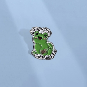 Cartoon Frog Enamel Pin Zinc Alloy Sana Sana Culito De Rana Green Animal Brooch For Backpack Clothing Gift Decor