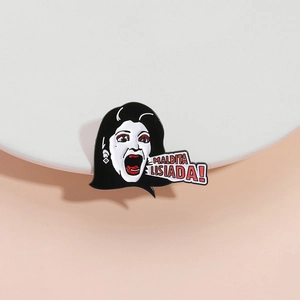 Maldita Lisiada Enamel Brooch Zinc Alloy Cartoon Female Portrait Badge For Bags Clothing Fashion Jewelry Accessories
