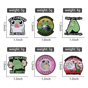 Lot de 6 épinglettes en émail grenouille verte avec humour créatif et badges en métal