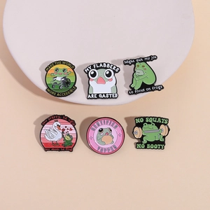 Funny Cartoon Frog Enamel Pin Badge Cute Animal Zinc Alloy Brooch Meme Slogan Lapel Pin For Backpack Jacket Decor Unisex Jewelry Gift