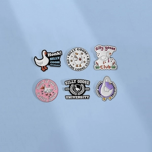 Funny Silly Goose Enamel Brooch Pin Zinc Alloy Cartoon Animal Slogan Badge For Backpack Clothing Denim Jacket Accessory For Unisex