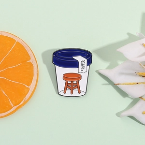 Funny Stool Sample medical container enamel pin with miniature stool stool design