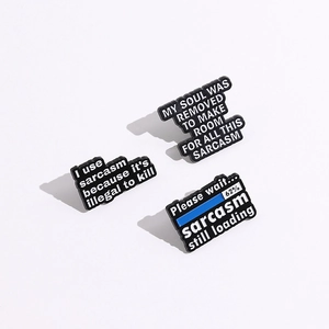 Three creative black enamel sarcasm brooches set for clothing decoration and gifts
