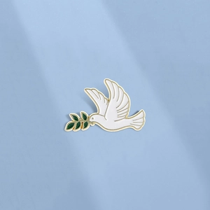 Spilla in Smalto a Forma di Colomba della Pace con Ramoscello d'Ulivo in Lega di Zinco Oro Bianco Distintivo per Vestiti Zaino Accessori Regalo