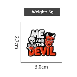 Cartoon Devil and Skull enamel pin dimensions 2.7cm x 3.0cm and weight 5g details
