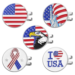 5-delige magnetische golfbalmarker set met USA vlag en patriottische metalen ontwerpen