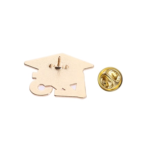 Detail view of the metal butterfly clasp and gold finish backing of the Class of 2025 pin