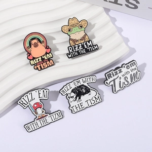 5-piece animal enamel pin set featuring capybara and frog designs on display