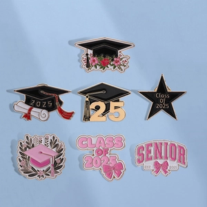Class Of 2025 Graduation Enamel Pin Collection Zinc Alloy Graduation Cap Flower Star Senior Badge Brooches Gift For Students