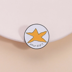 Épinglette en Émail en Alliage de Zinc Ronde Style Occidental Étoile Jaune Your Did It Badge Broche Créative pour Vêtements Sac à Dos
