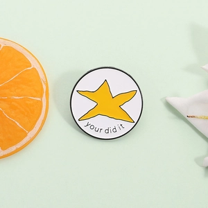 Broche Ronde en Émail de Dessin Animé pour Vêtements Étoile Jaune Your Did It Slogan Badge en Alliage Bijoux Accessoire Décoratif