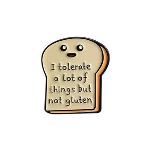 Funny cartoon toast enamel pin with funny quote gluten free minimalist brooch for women