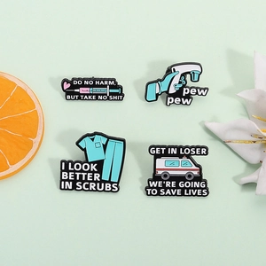 Creative Medical Enamel Pin Brooch Cartoon Nurse Scrubs Ambulance Syringe Badge For Healthcare Professional Doctors Nurses Gift