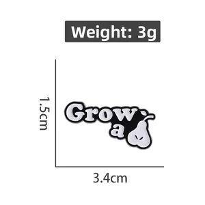 Detailed size map of Grow a Pear enamel pin measuring 1.5cm high and 3.4cm wide