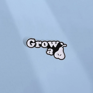 Minimalist Grow A Pear Enamel Pin Creative Black White Zinc Alloy Fruit Letter Pun Brooch Badge For Clothing Accessories