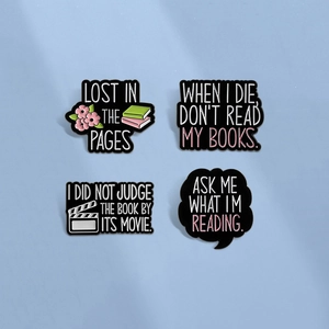 Literary Book Theme Enamel Pin Brooches Lost In The Pages Quote Accessory For Book Lovers Reading Literary Alloy Jewelry Decoration