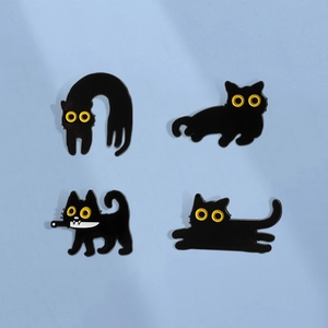 Lustige Schwarze Katze Emaille Brosche Pin Legierung Cartoon Tier Dolch Messer Katze Pins Dunkel Punk Schmuck Für Rucksack Kleidung Dekoration Unisex Geschenk