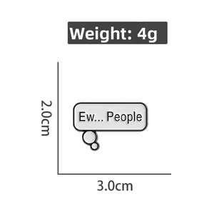 Detailed view of Ew...People enamel pin showing 3.0cm width and 2.0cm height dimensions