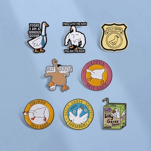 Silly Goose Enamel Pin Funny Cartoon Animal Brooch Zinc Alloy Serious Goose Muscular Goose Badge For Backpack Clothes Accessories