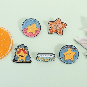 Broche Épinglette Étoile de Dessin Animé Alliage Laqué Pour Sac à Dos Veste Accessoire Bijoux Cadeau Pour Femmes Hommes