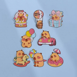 Cute Cartoon Capybara Enamel Pin Zinc Alloy Animal Brooch For Backpack Clothing Decoration Fun Animal Badge Jewelry Gift