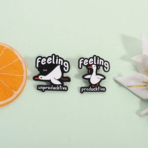 Épingle en Émail Oie de Dessin Animé Humoristique Producktive Unproducktive Badge en Alliage Broche Animal pour Sac à Dos Veste