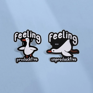 Broche en Émail de Canard de Dessin Animé Jeu de Mots Drôle Feeling Producktive Badge en Métal Pour Vêtements Cadeau
