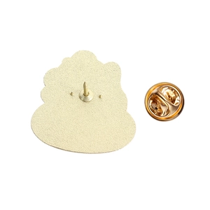 Detailed back view of golden panda pin with matte texture and butterfly metal clutch